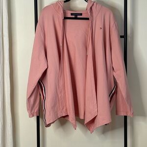 Tommy Hilfiger Pink Open Front Hooded Cardigan Sweatshirt